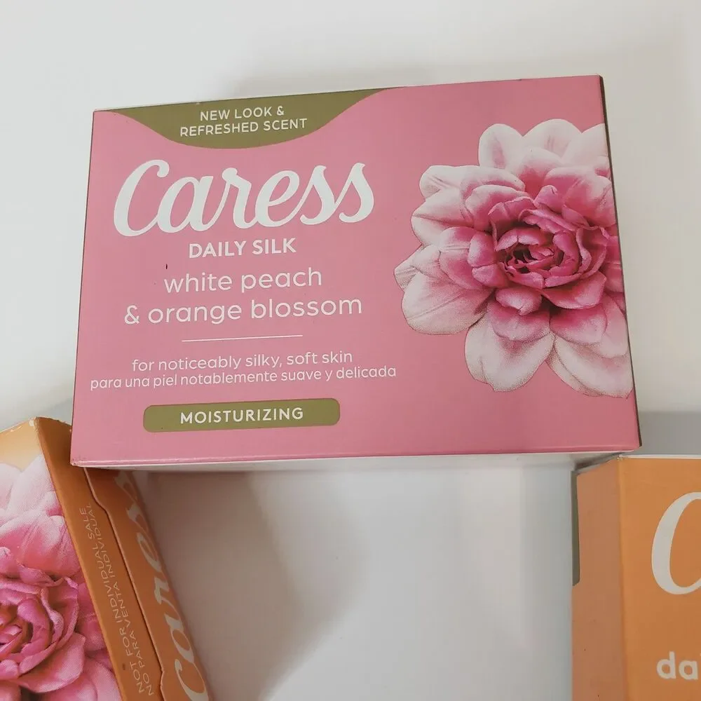 Lot of 3 Caress Soap Daily Silk Beauty Bars White Peach & Orange Blossom 3.15oz